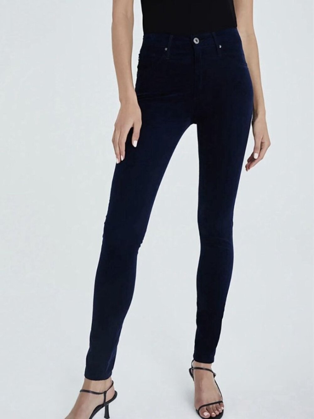 AG Velvet Women’s Farrah High Rise Skinny Jeans In Blue Night Size 27